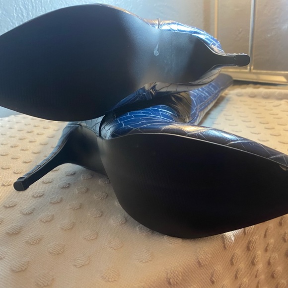 SHOE DAZZLE Night Is Young Asymmetrical Teal Stiletto Boot - Picture 8 of 16